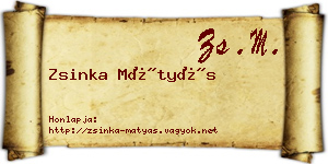 Zsinka Mátyás névjegykártya