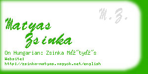 matyas zsinka business card